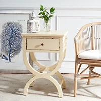 Weathered Vanilla Contemporary Maxine Accent Table