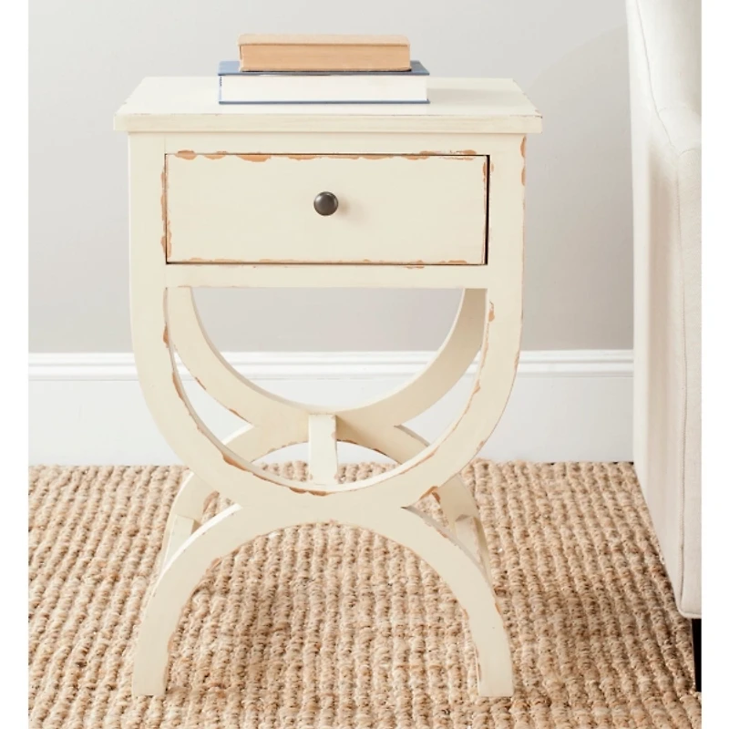 Weathered Vanilla Contemporary Maxine Accent Table