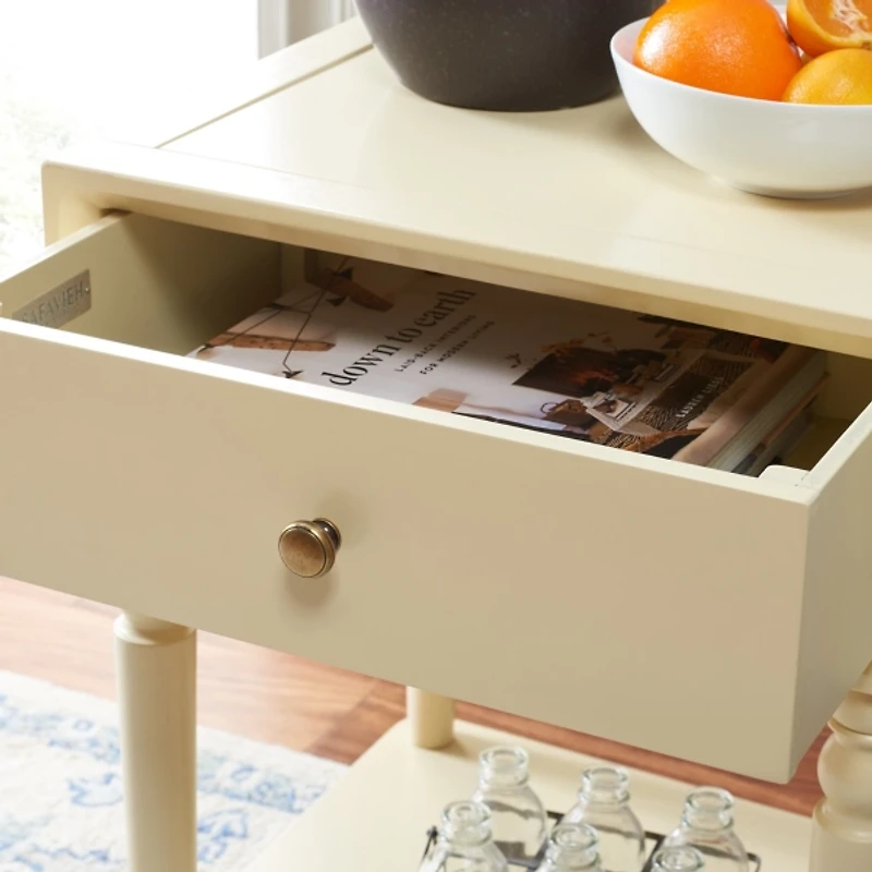 Cream Single Drawer Letta Accent Table