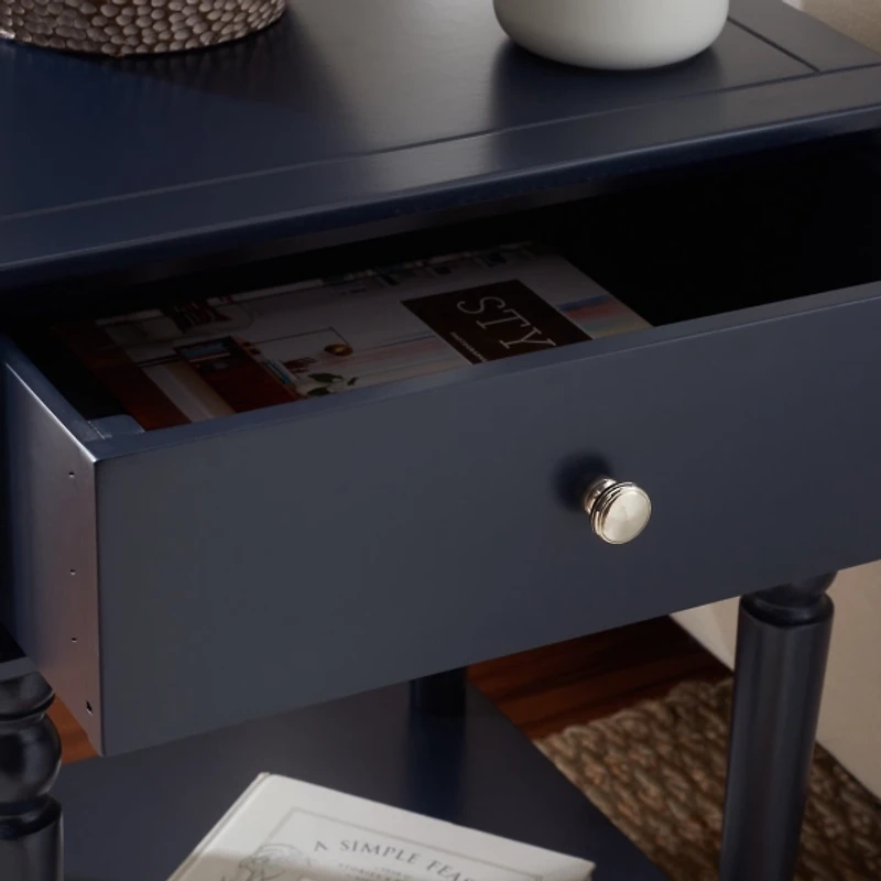 Navy Blue Wood Siobhan Side Table