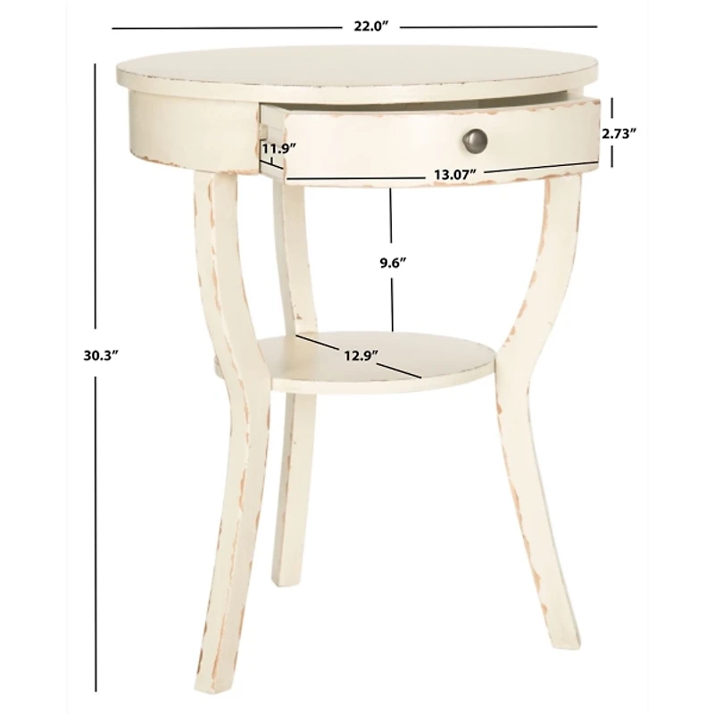 Distressed Ivory Irene Tripod Accent Table