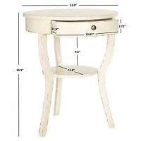 Distressed Ivory Irene Tripod Accent Table