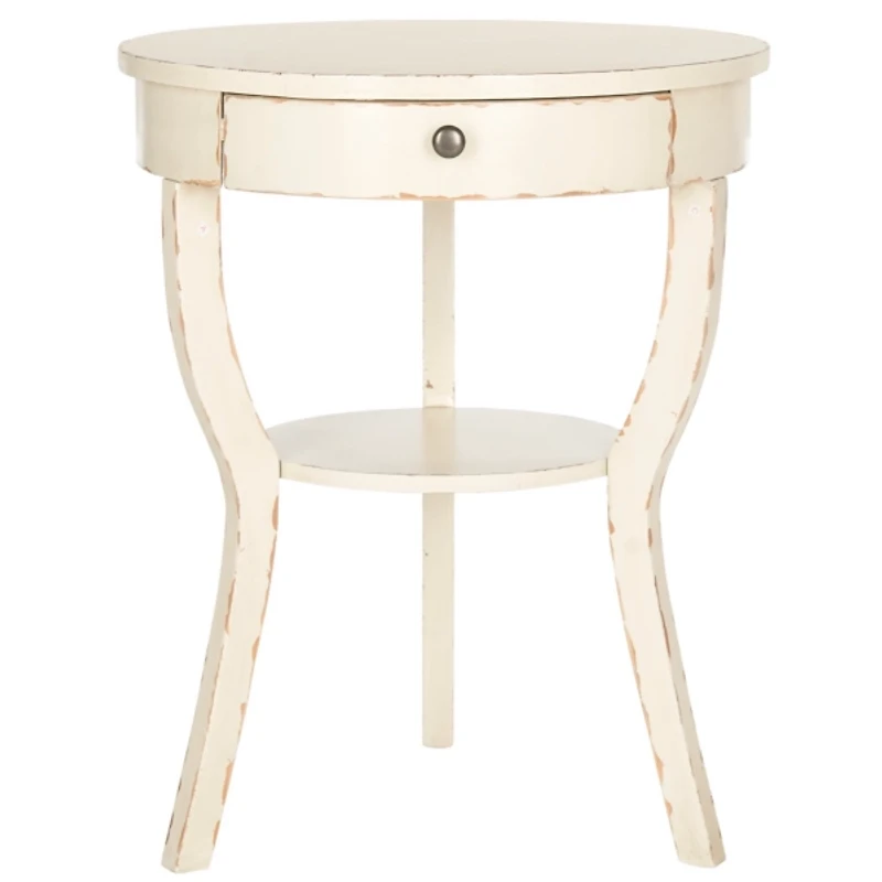 Distressed Ivory Irene Tripod Accent Table