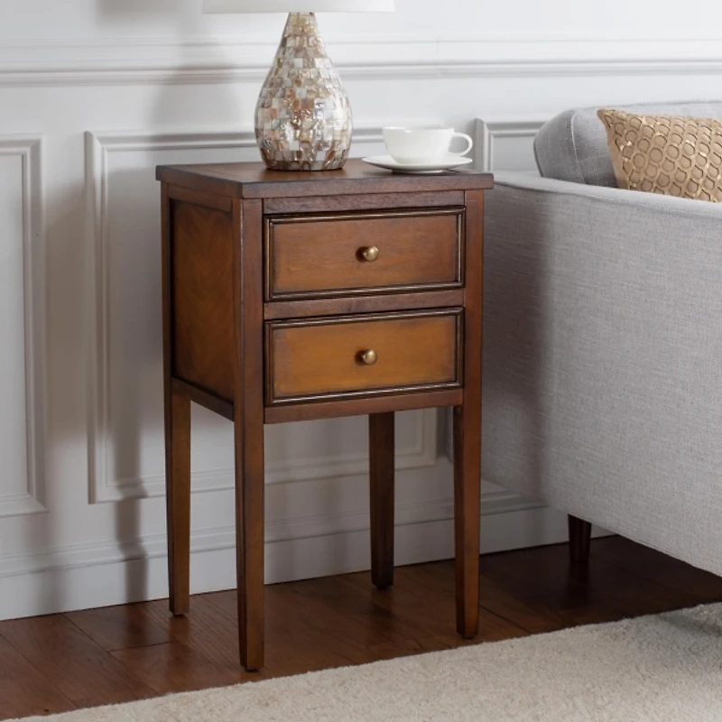 Brown Pine Mirsade Traditional Accent Table