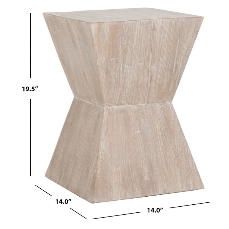 Distressed Ash Wood Hourglass Accent Table