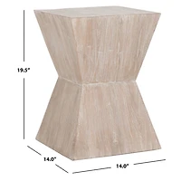 Distressed Ash Wood Hourglass Accent Table