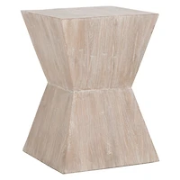 Distressed Ash Wood Hourglass Accent Table