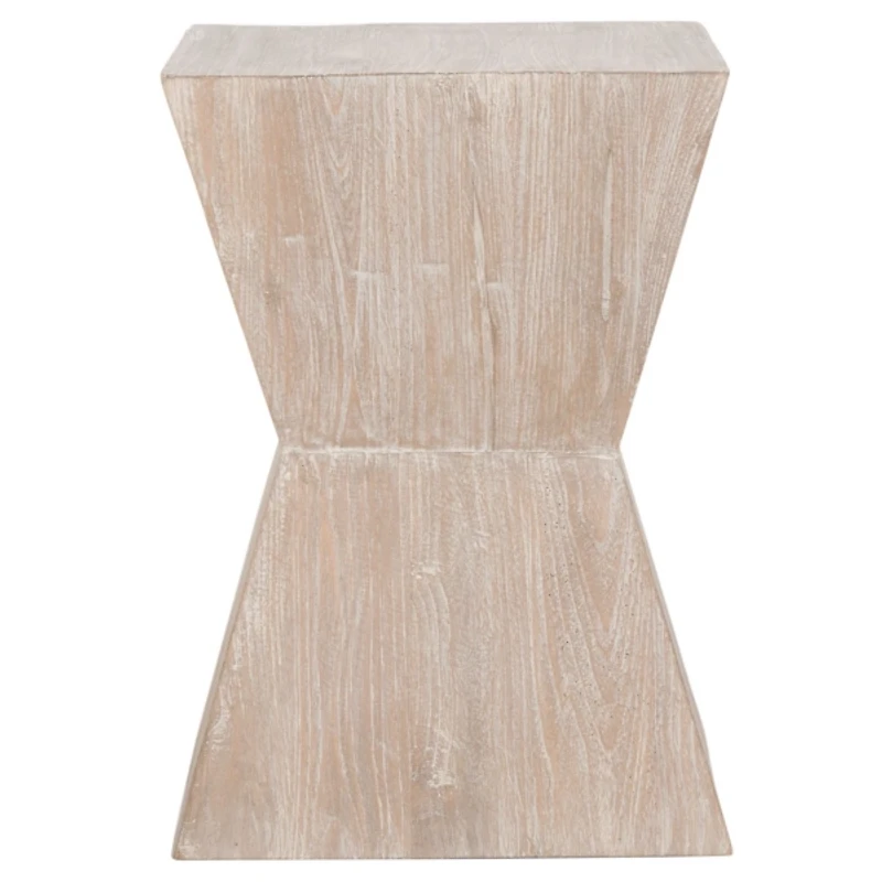 Distressed Ash Wood Hourglass Accent Table
