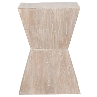 Distressed Ash Wood Hourglass Accent Table