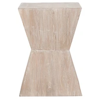 Distressed Ash Wood Hourglass Accent Table