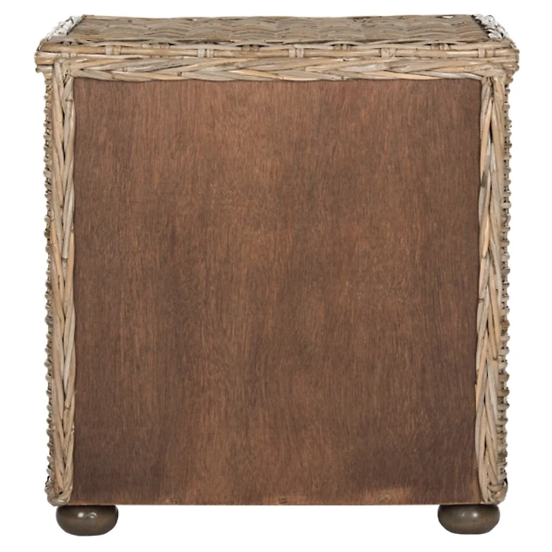 Brown Rattan Coastal Accent Table