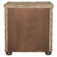 Brown Rattan Coastal Accent Table