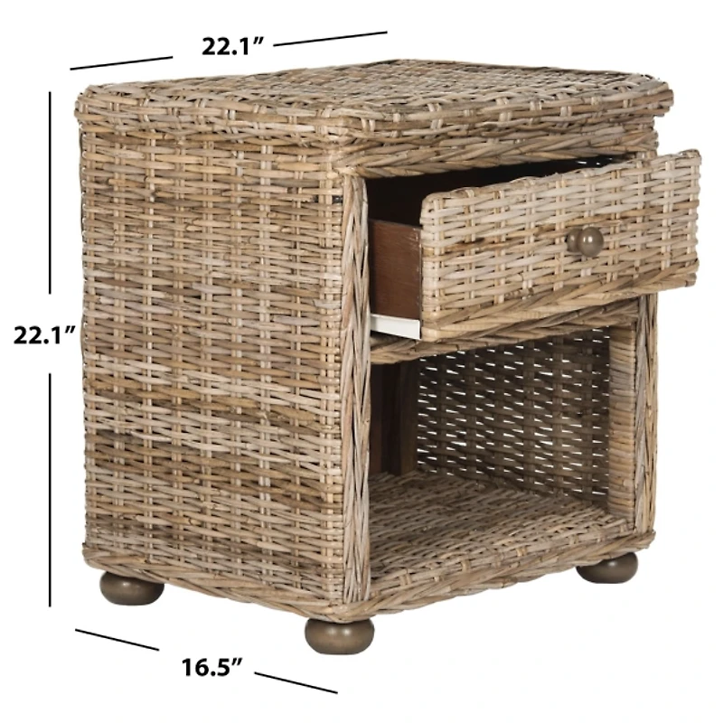 Brown Rattan Coastal Accent Table