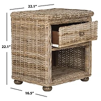 Brown Rattan Coastal Accent Table
