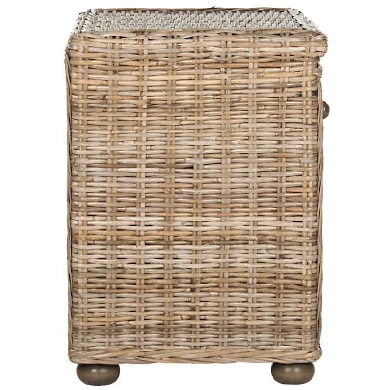 Brown Rattan Coastal Accent Table