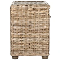 Brown Rattan Coastal Accent Table