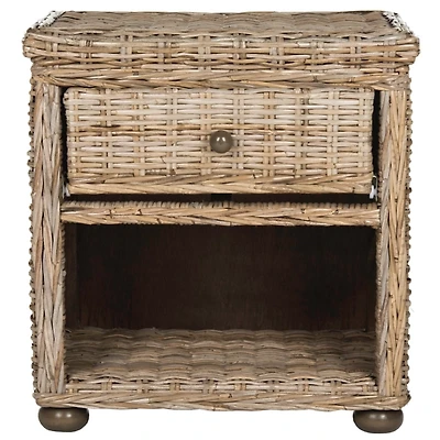Brown Rattan Coastal Accent Table