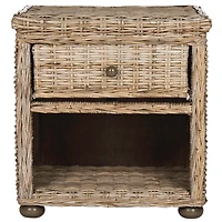 Brown Rattan Coastal Accent Table