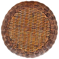 Round Brown Rattan Barrel Accent Table