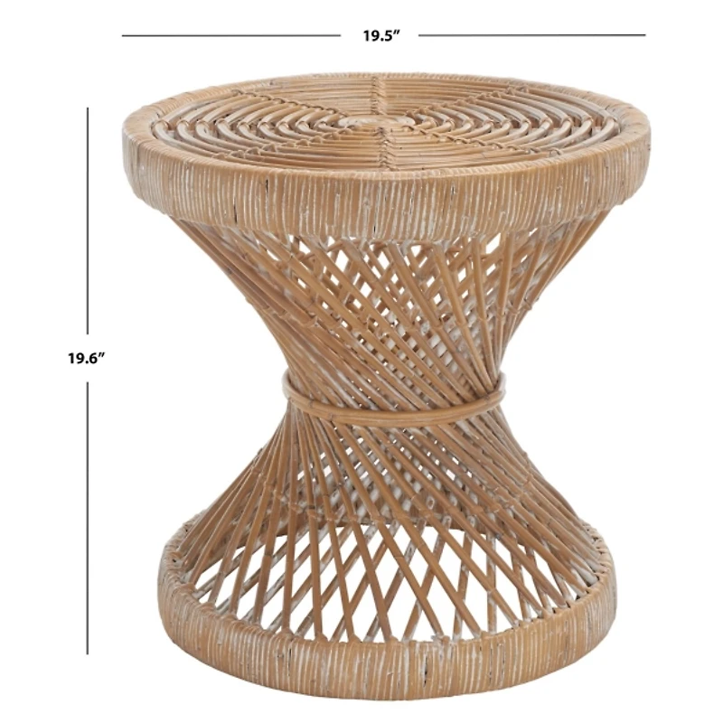 Natural Rattan Hourglass Accent Table