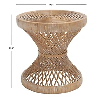 Natural Rattan Hourglass Accent Table