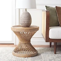 Natural Rattan Hourglass Accent Table