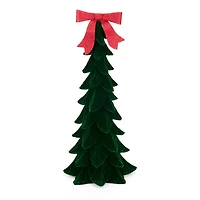 Green Velvet Tree Figurine with Bow