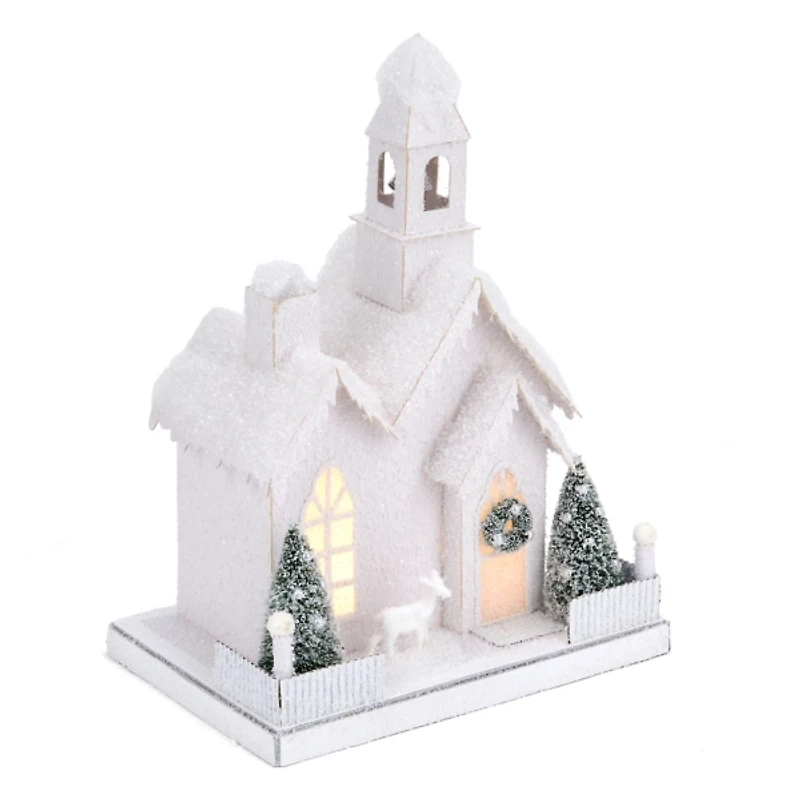 LED Flocked Church Christmas Decoration