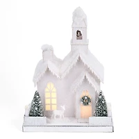LED Flocked Church Christmas Decoration