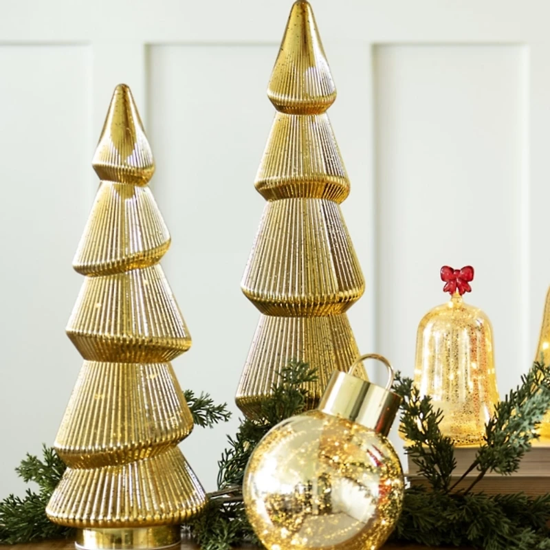 LED Gold Antique Glass Tree Figurine