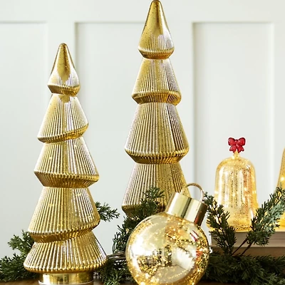 LED Gold Antique Glass Tree Figurine