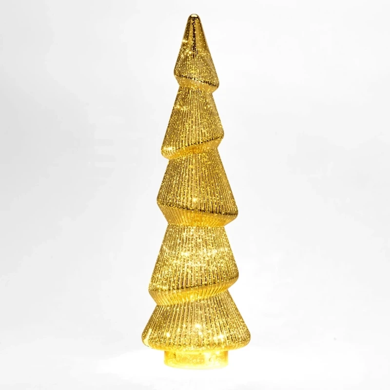 LED Gold Antique Glass Tree Figurine