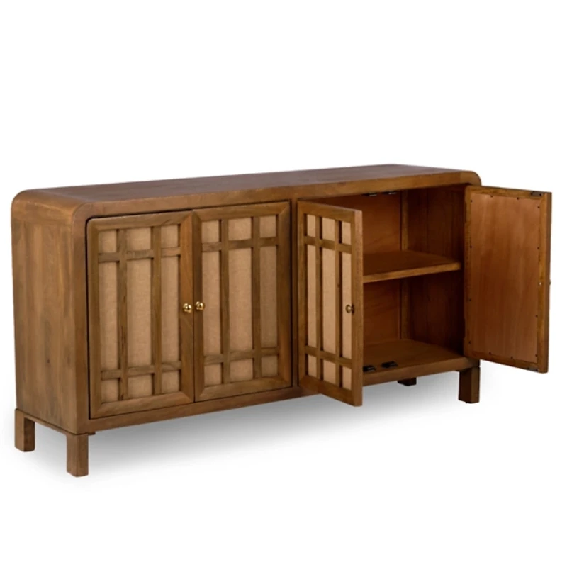 Brown Wood Lowen 4 Door Cabinet
