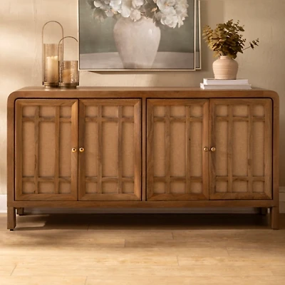 Brown Wood Lowen 4 Door Cabinet