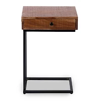 Acacia Wood C-Table with Drawer