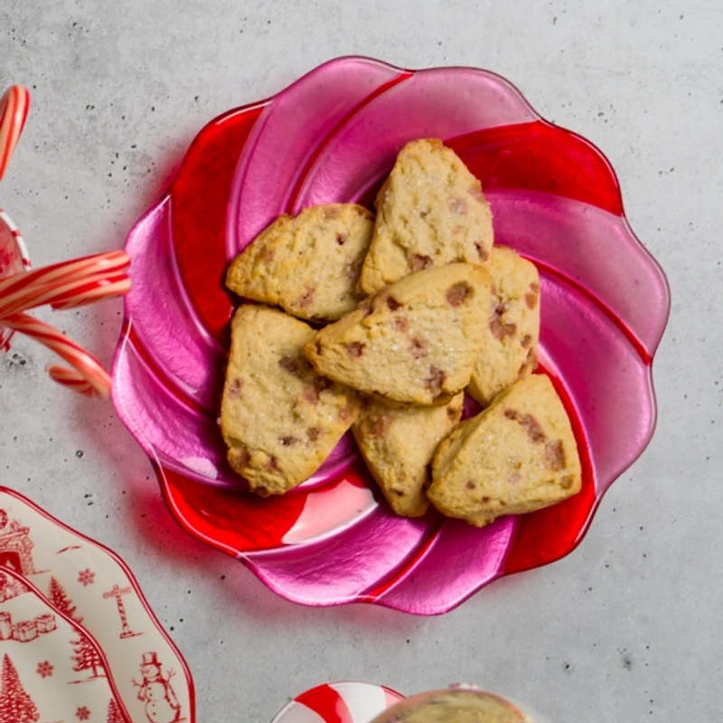 Fused Glass Pink Peppermint Salad Plate