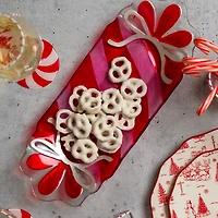 Fused Glass Pink Peppermint Serving Platter