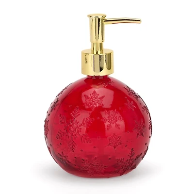 Red Glass Christmas Ornament Soap Pump