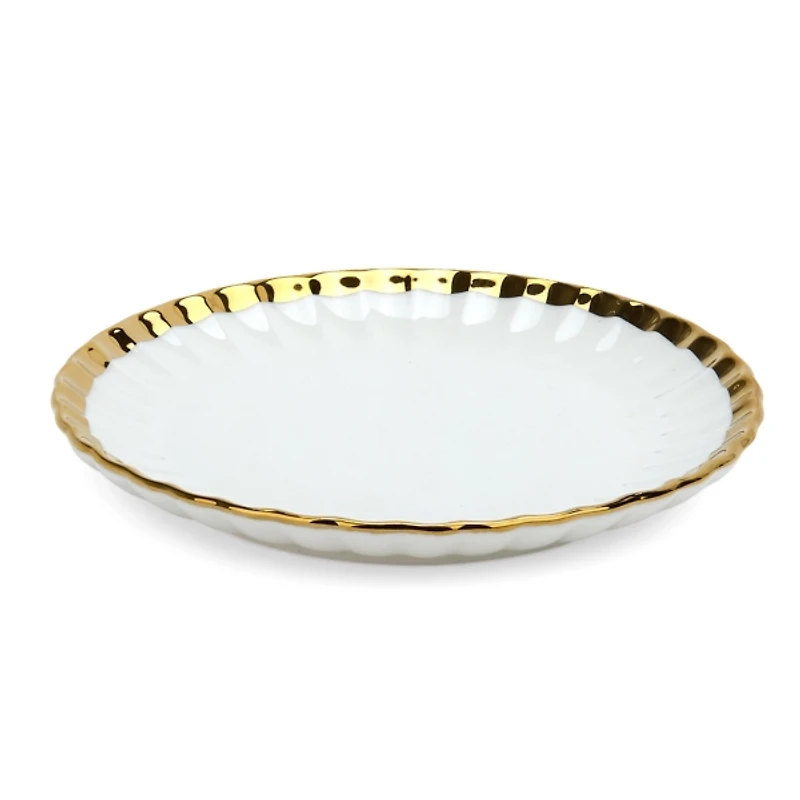 Gold Scalloped Appetizer Plates, Set of 4