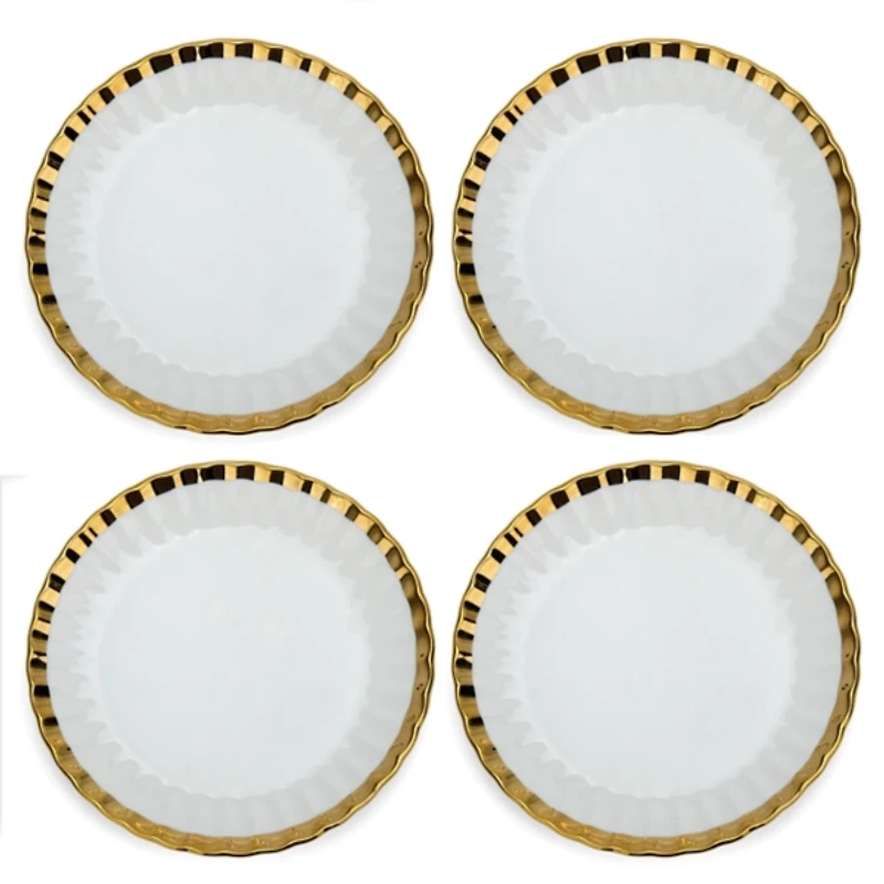Gold Scalloped Appetizer Plates, Set of 4