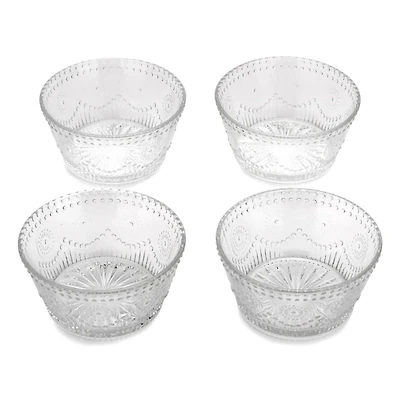 Debossed Glass Dip Bowls, Set of 4