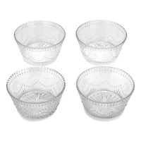 Debossed Glass Dip Bowls, Set of 4