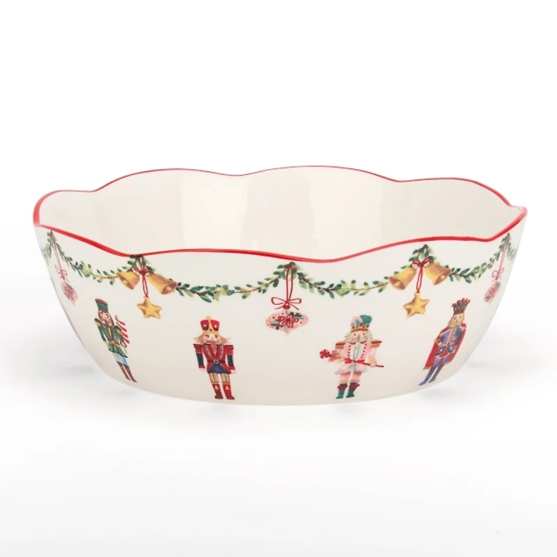 Holly Nutcracker Christmas Serving Bowl