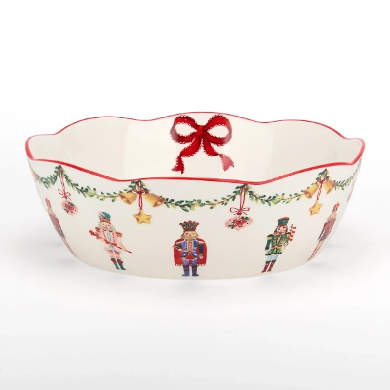 Holly Nutcracker Christmas Serving Bowl