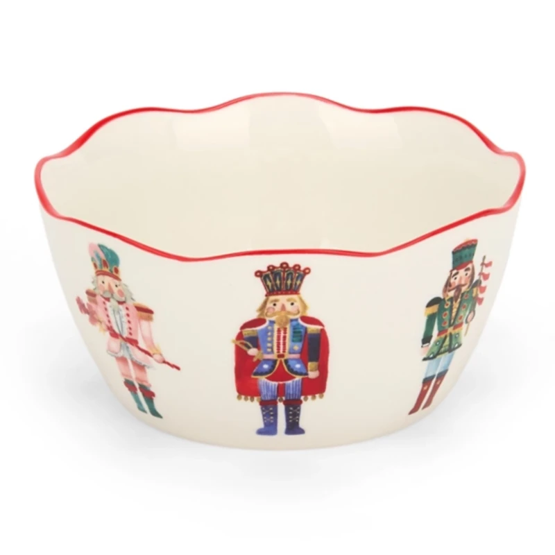 Holly Nutcracker Wavy Bowl