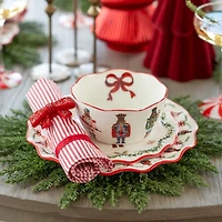 Holly Nutcracker Wavy Bowl