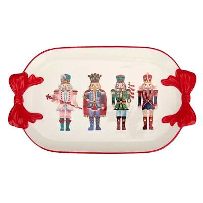 Holly Nutcracker Bow Serving Platter