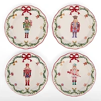 Holly Nutcracker Wavy Salad Plates, Set of 4