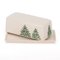 Evergreen Trees Embossed Butter Dish