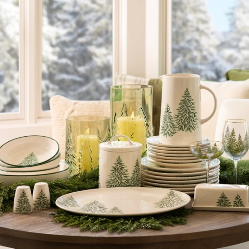 Evergreen Trees Embossed Butter Dish